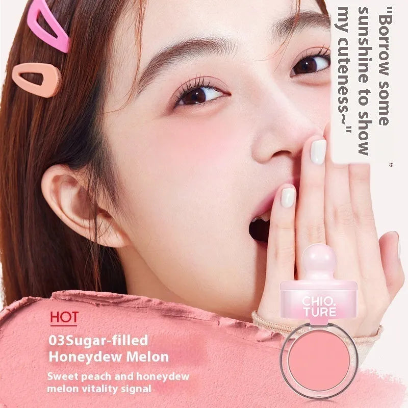 Blush mud swelling contractive colour shimmer powder blusher in nude colour scheme with monochrome format