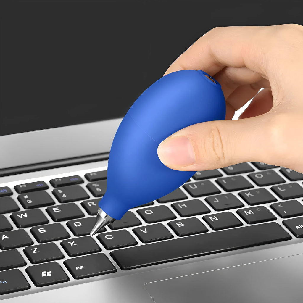 Blue rubber dust removal air blowing cleaning tool measuring 9.5cm for cameras and mobile phones