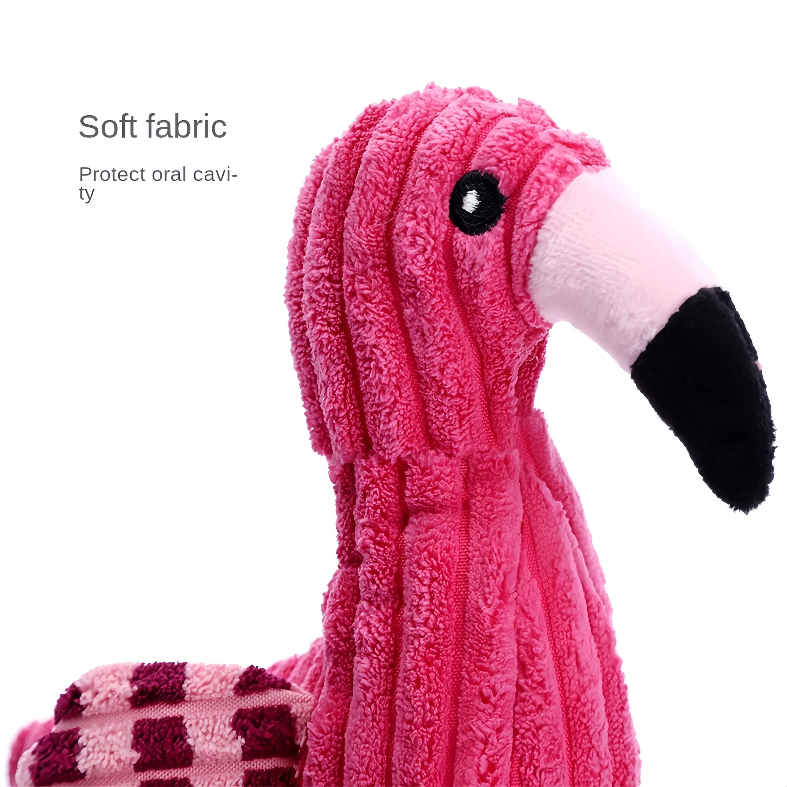 Pink corduroy animal-shaped squeaky plush dog toy for small and large dogs