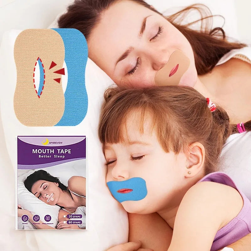 Cotton O-shaped anti-snoring patch 30 pieces in skin colour and light blue box