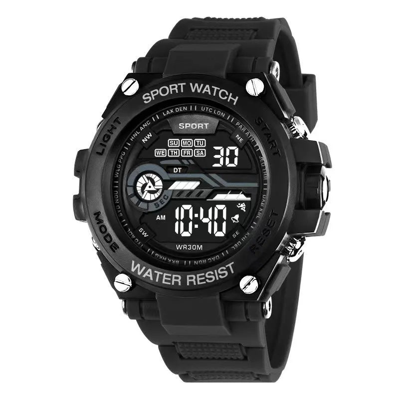 Digital electronic watch for teenagers and students showing multiple colour options