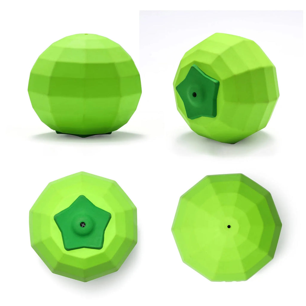 Green natural rubber dog squeaky toy ball for medium to large breed dogs