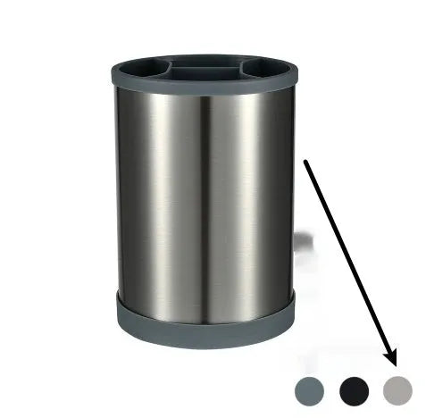 12 piece silicone kitchen utensil set with rotating storage bucket in black, dark grey or khaki colours