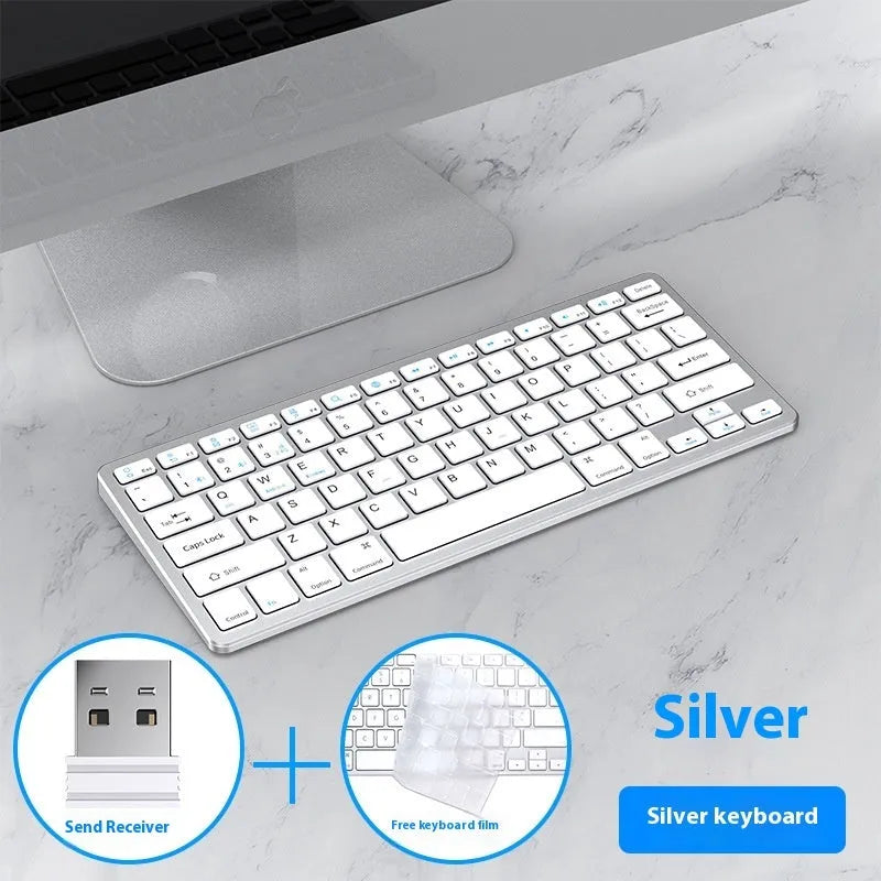 Ultra-thin wireless keyboard and mouse suit in Black, Gun Colour, or Silver with receiver and protective cover