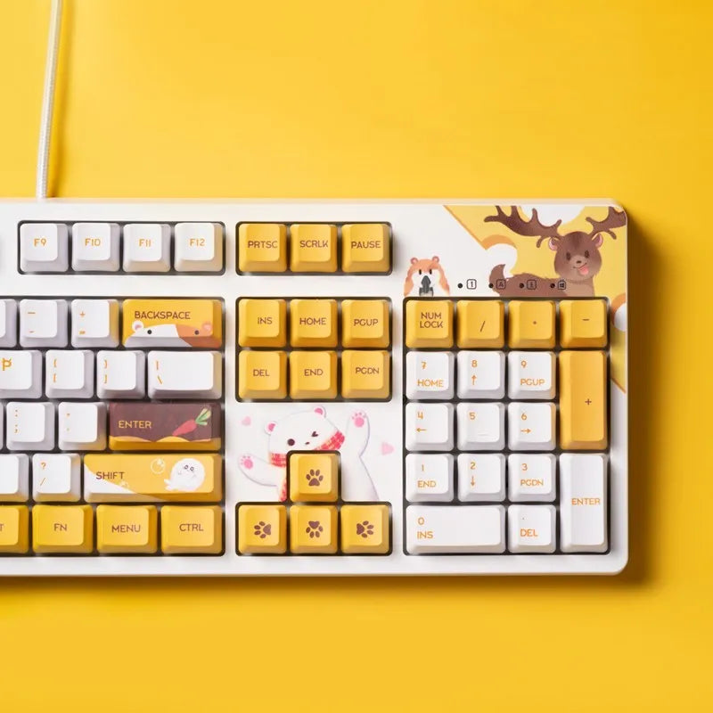 Black Jue Hairy wired mechanical keyboard with Cherry MX switches, 104 keys, PBT key caps, 1.8m cable