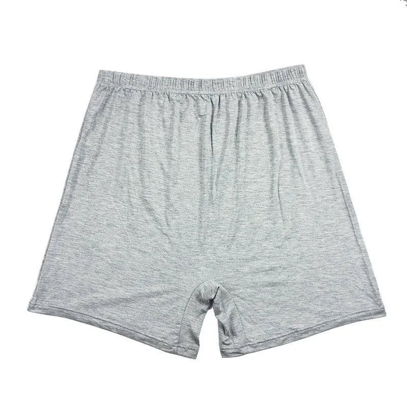 Solid colour high-waist men's modal boxers in black, brown, grey, and blue on a white background