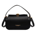 Women's casual shoulder bag with letter stitching in black PU leather