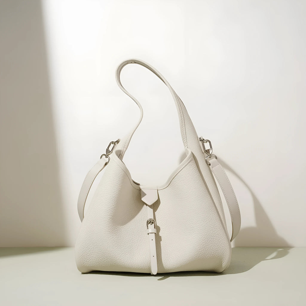 Fashion minimalist single shoulder crossbody handbag in genuine leather bucket shape for women daily wear