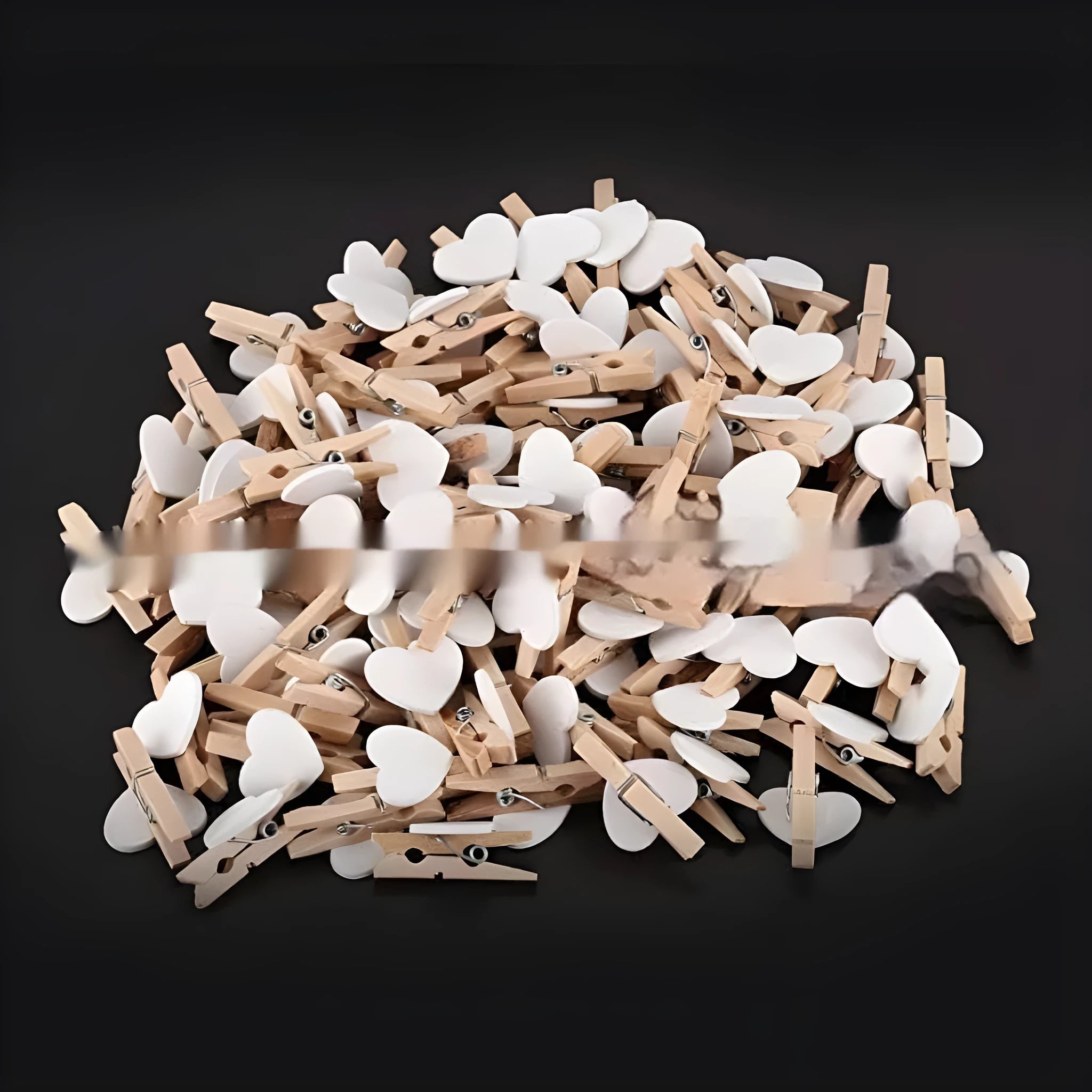 Five handmade solid wood heart-shaped hair clips in red, white, pink, yellow, and rose colours