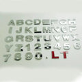 3D metal zinc alloy car bumper sticker showing raised letter A in black finish, 2.5cm size