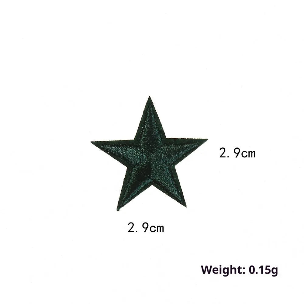 Colourful five-pointed star cloth embroidery labels for DIY clothing decoration.