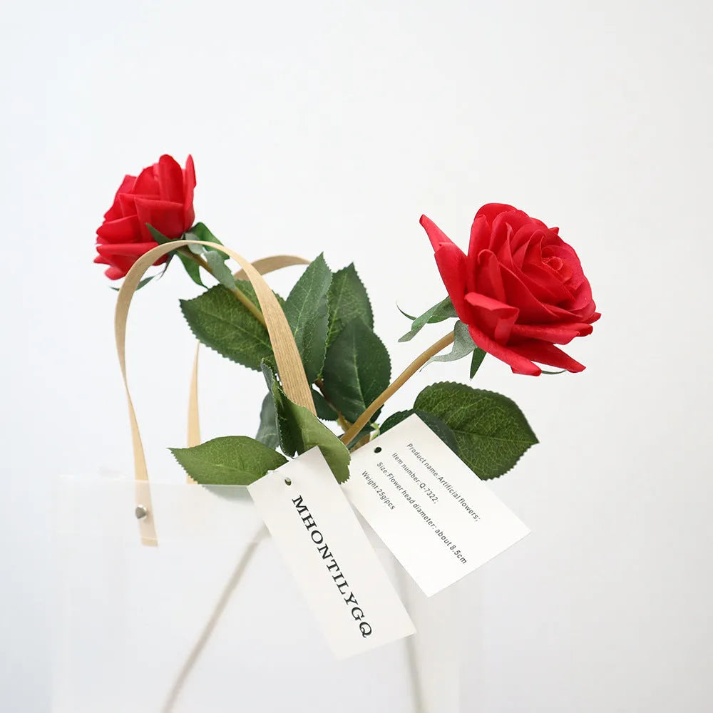 Silk touch rose artificial flower with 42cm stem and 8.5cm diameter flower head in various colours