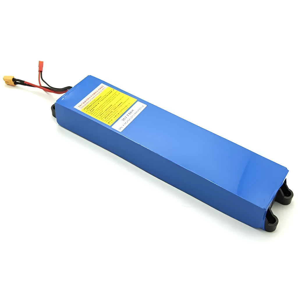 36 volt lithium battery pack for electric scooters showing 6.6Ah, 7.8Ah, and 10.4Ah capacity options