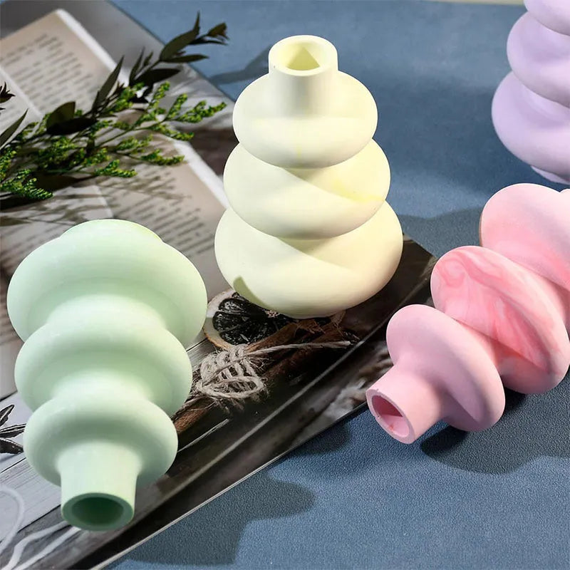 Silicone three-layer circular vase ornament cake mould for baking decorations