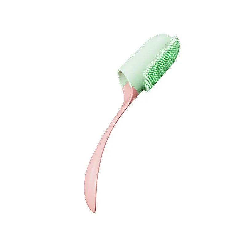Plastic handle dog dental calculus cleaning toothbrush in pink for tartar and stain removal