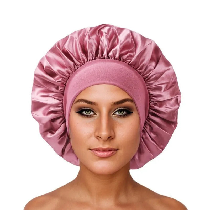 Wide-brimmed high elastic polyester headscarf for women, knitted tie-dye design, flat top crown, breathable sun protection cap