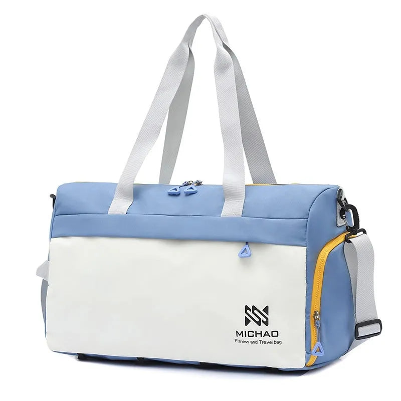 Fixed travel yoga bag in Oxford cloth, solid colour, with dry wet separation compartment and fixed mat strap.