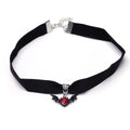 Red Diamond Bat Halloween collar with geometric bat shape and cloth chain choker style