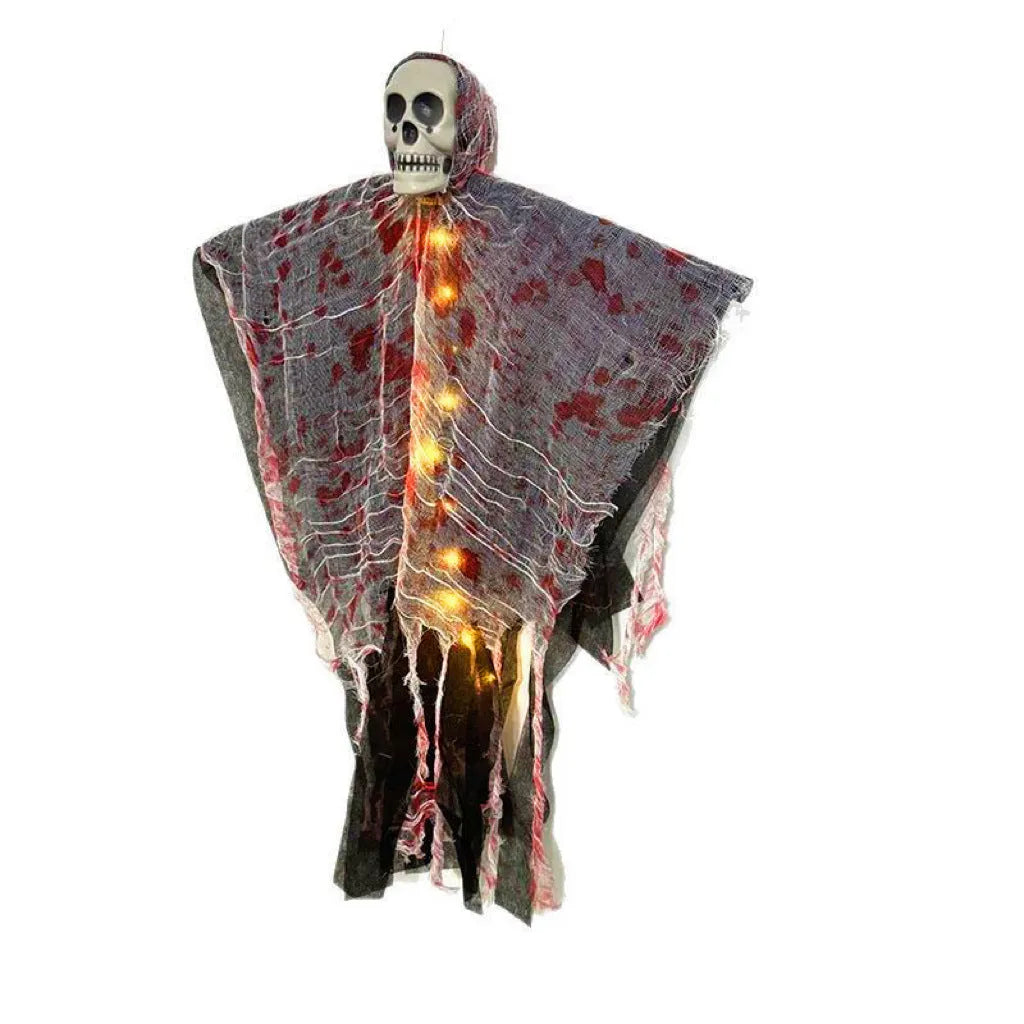 Blood-dyed luminous skull hanging ghost Halloween decoration for outdoor display