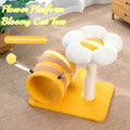 Yellow Bee cat climbing frame with sisal scratching board and tunnel, dimensions 46x36x25 cm