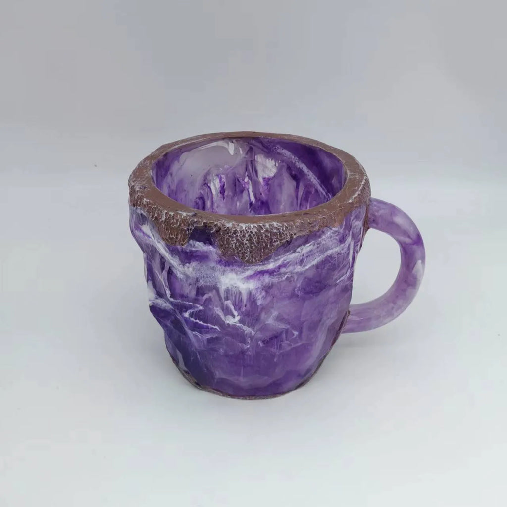 400ml resin mineral crystal coffee mug with handle in multiple colour options