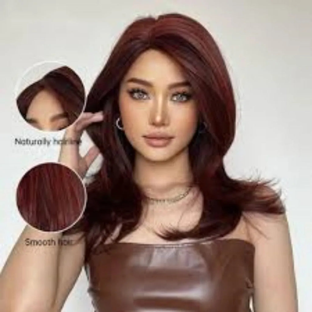 Mid-length platinum gradient colour wig with long curly hair and bangs in synthetic high-temperature fibre