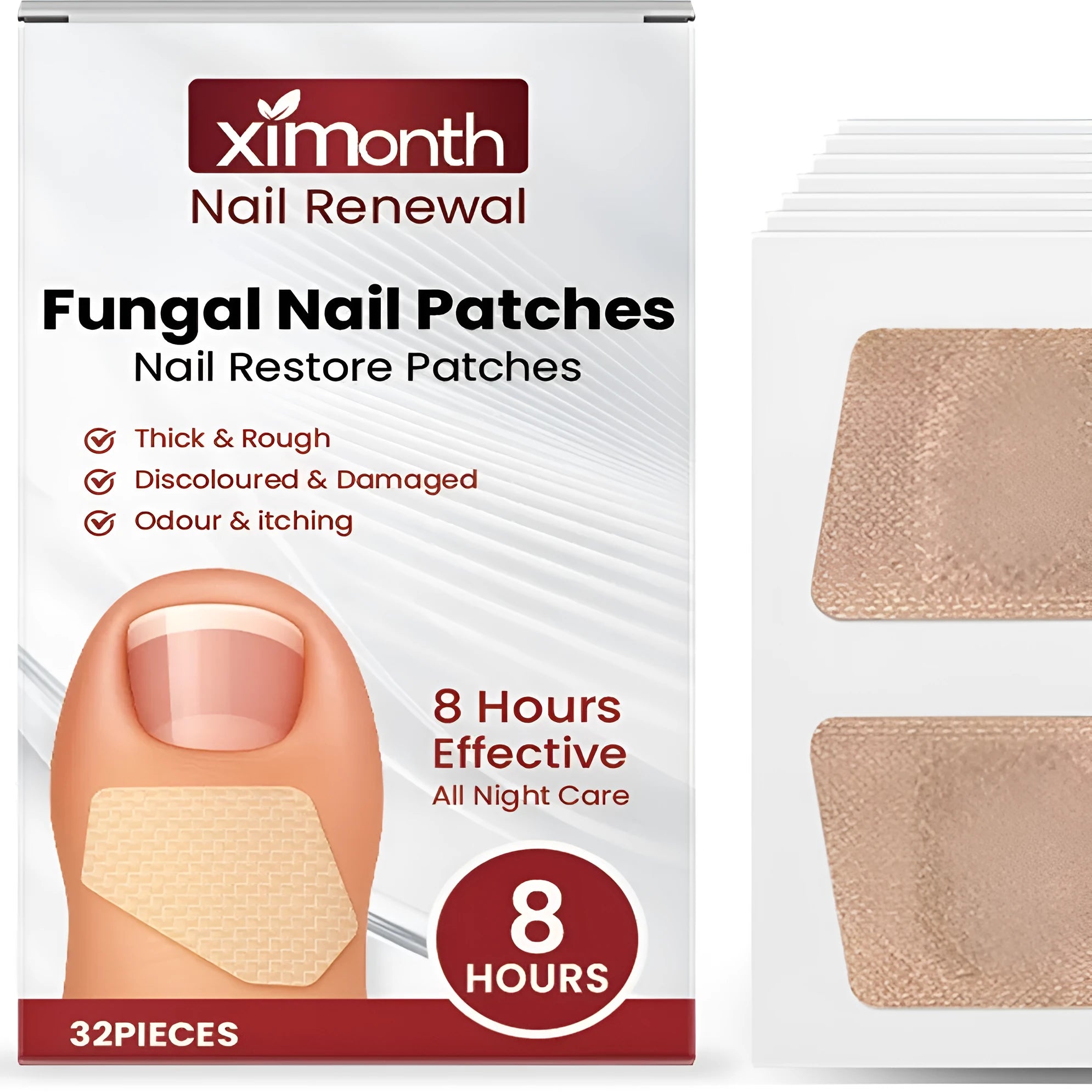 Pack of 32 Nail Restore Patches with garlic and tea tree oil for weak and damaged nail treatment