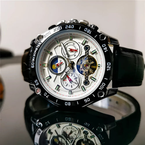 Men's automatic mechanical watch with 12mm case thickness in multiple colour configurations