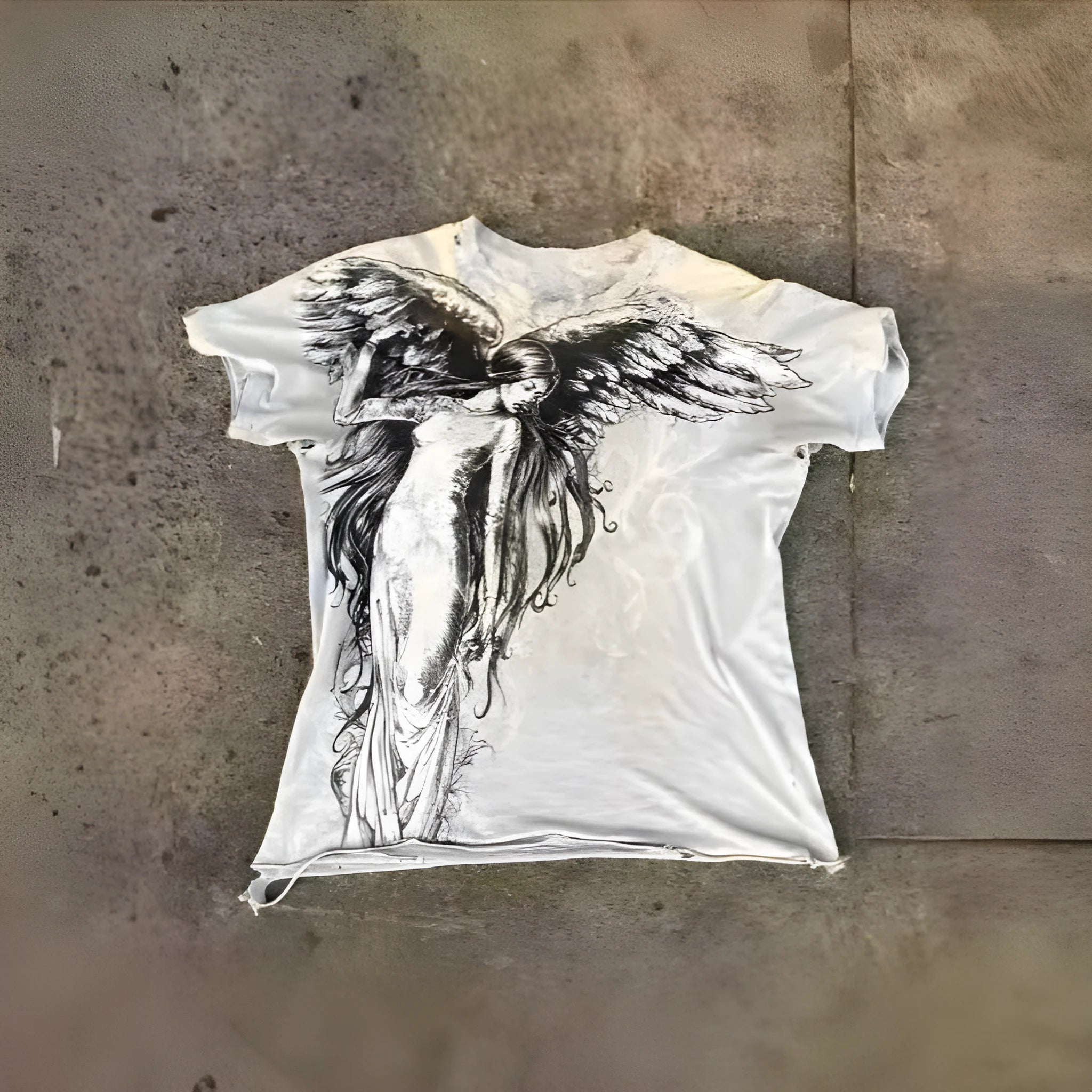 Men's gothic cartoon print short sleeve t-shirt in colour HQ929 on a hanger