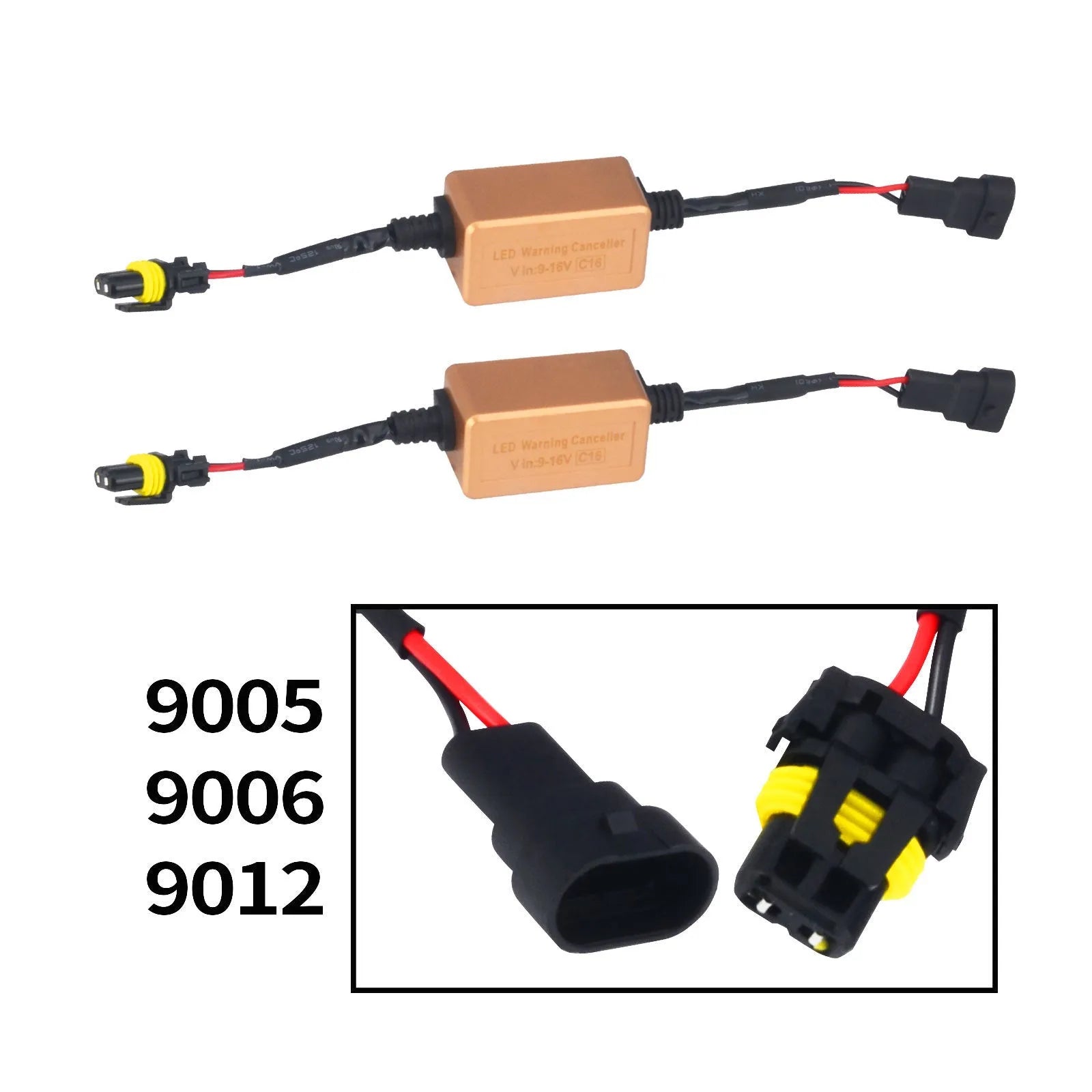 Black alloy Canbus decoder adapter for H4 H7 H11 LED car headlights with plug connectors