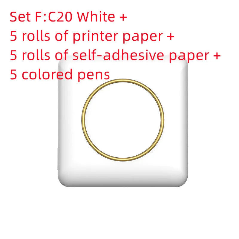Mini C20 White thermal printer with Bluetooth and USB port, 80x80x35mm