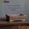 Purple sand rectangular bonsai basin shown in two sizes for floor-standing plant display.
