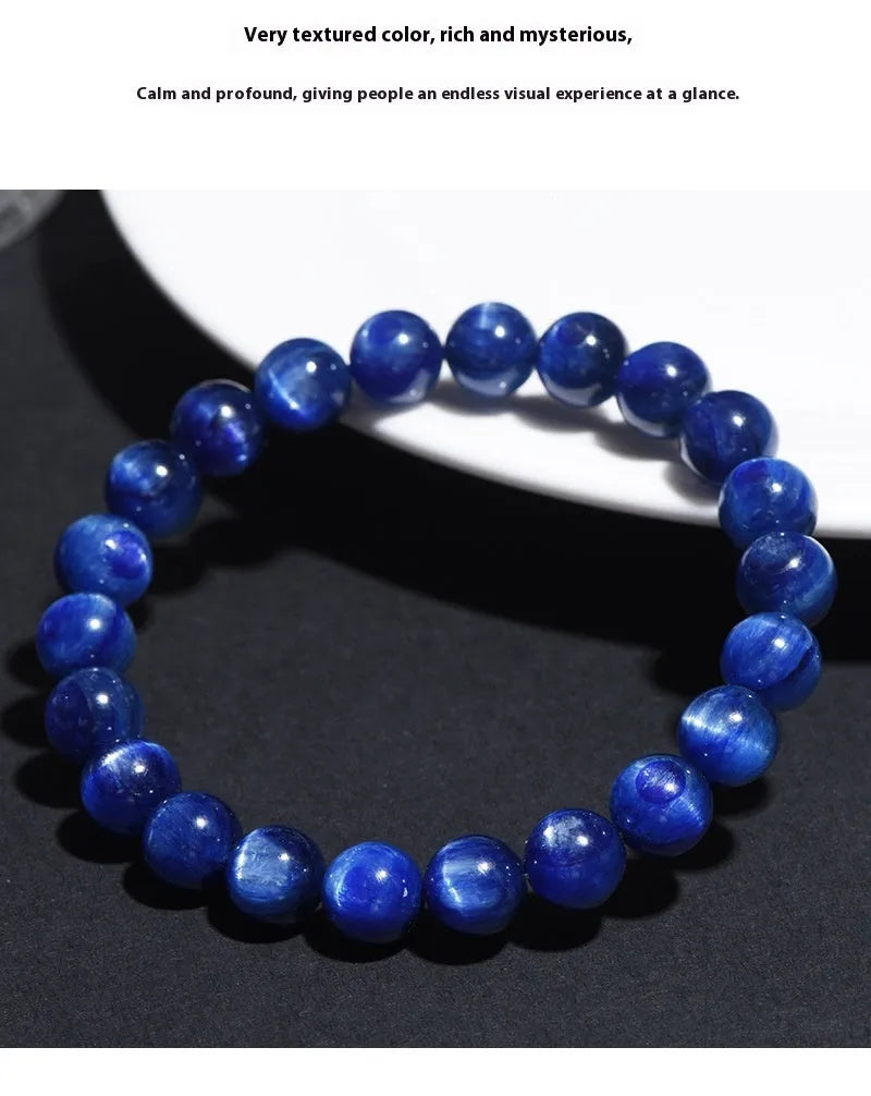 Natural grade 7A blue crystal bracelet with geometric shape and Ruyi pattern detail.
