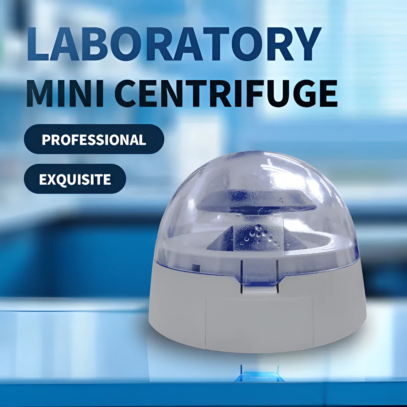 Mini laboratory centrifuge unit with compact 157x170x120mm dimensions and 7000 rpm maximum speed