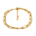 Women's double layer geometric bracelet in gold or silver with titanium steel construction
