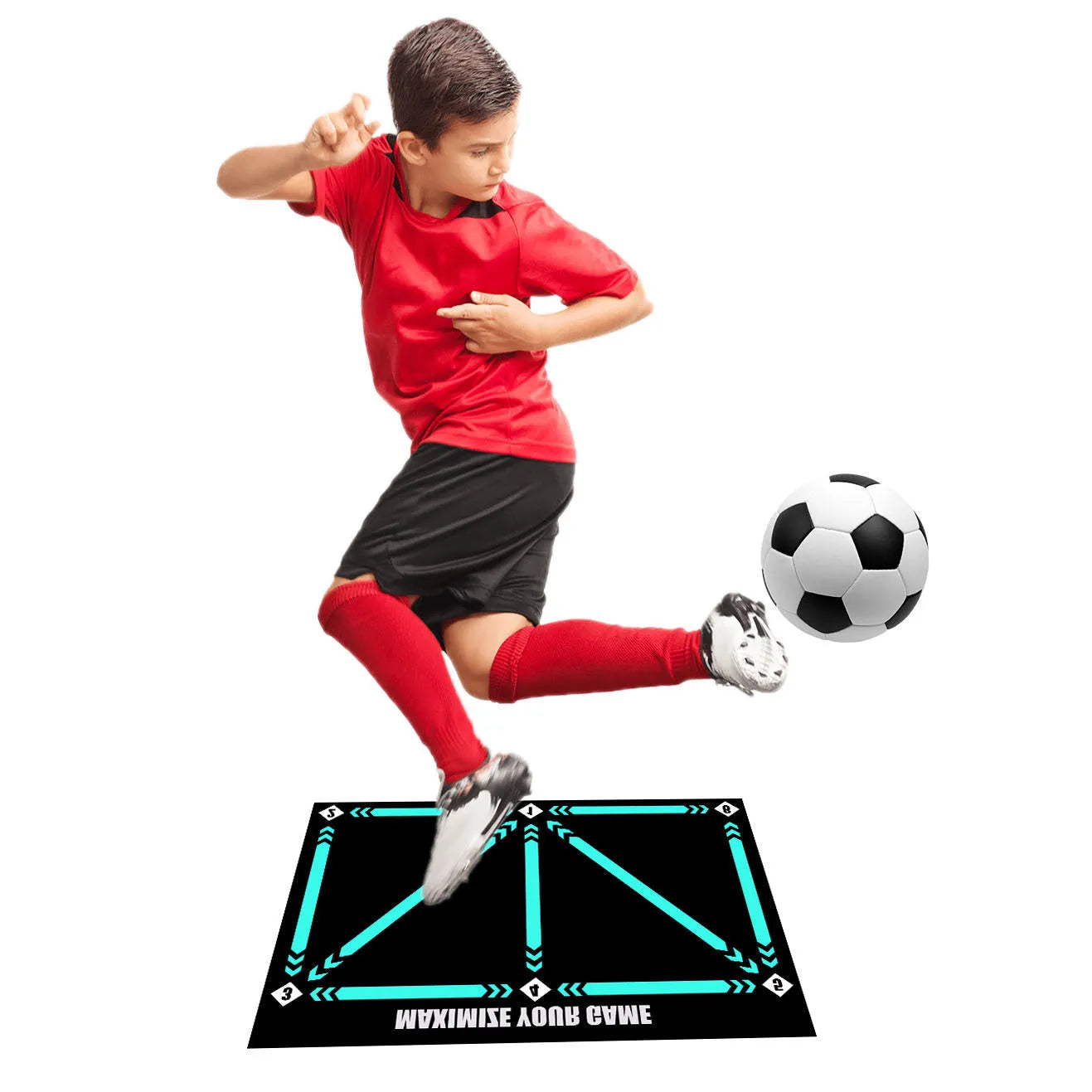 Cushion coloured rubber football training mat for indoor skill practice drills