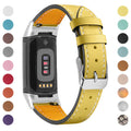 Genuine cowhide leather replacement watch strap for Fitbit Charge 5 and Charge 6 smartwatches.