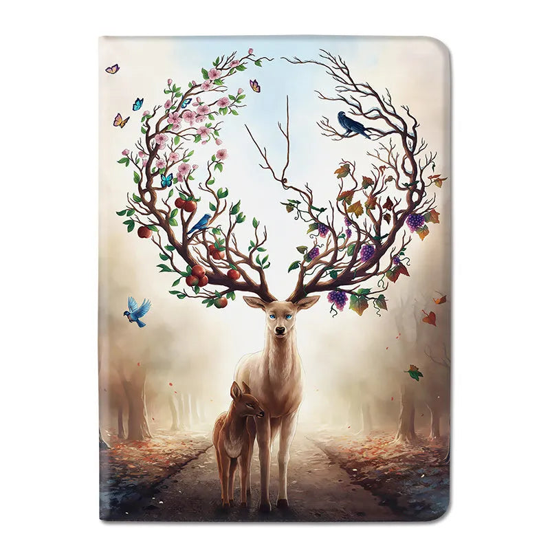Cartoon TPU anti-fall protection case for iPad with elk print design