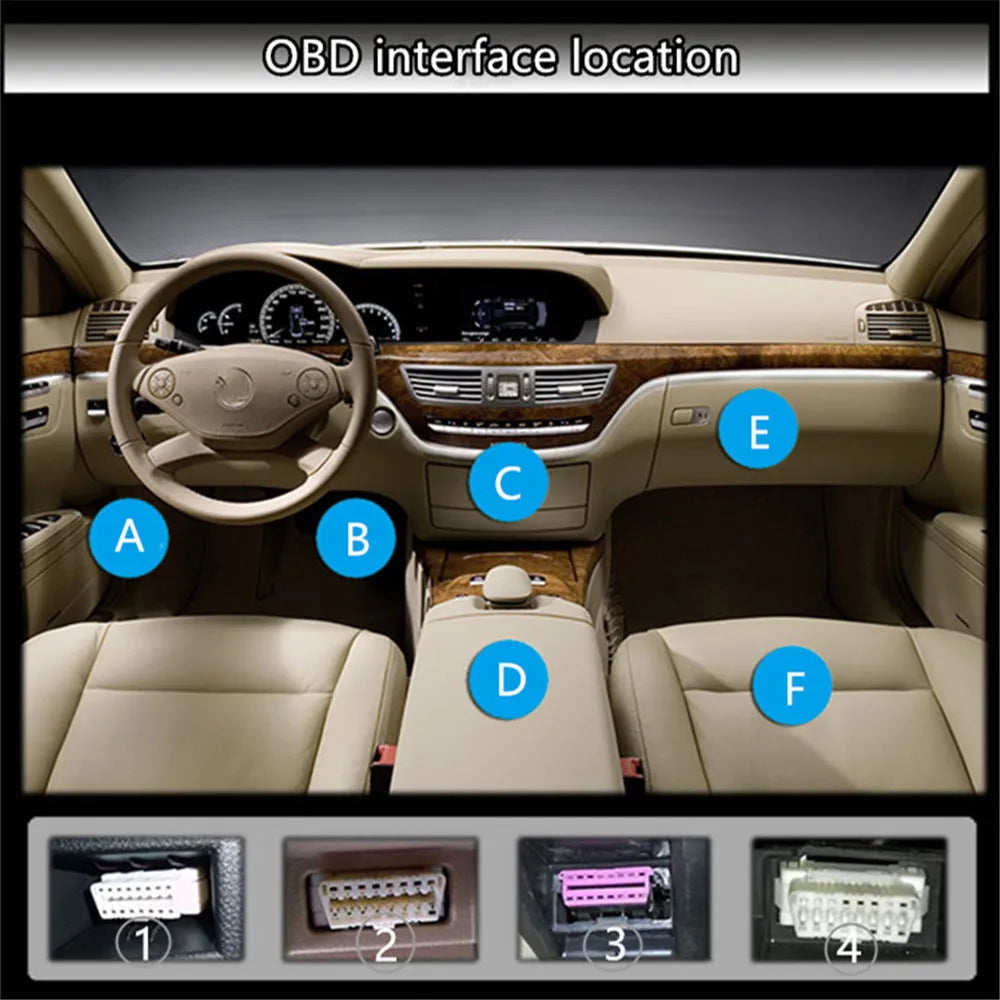 X1 Automotive OBD diagnostic instrument with LED display, metal housing, and connected power cord.