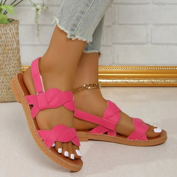 Woven flat shoes for women breathable lightweight rubber sole low top summer casual footwear