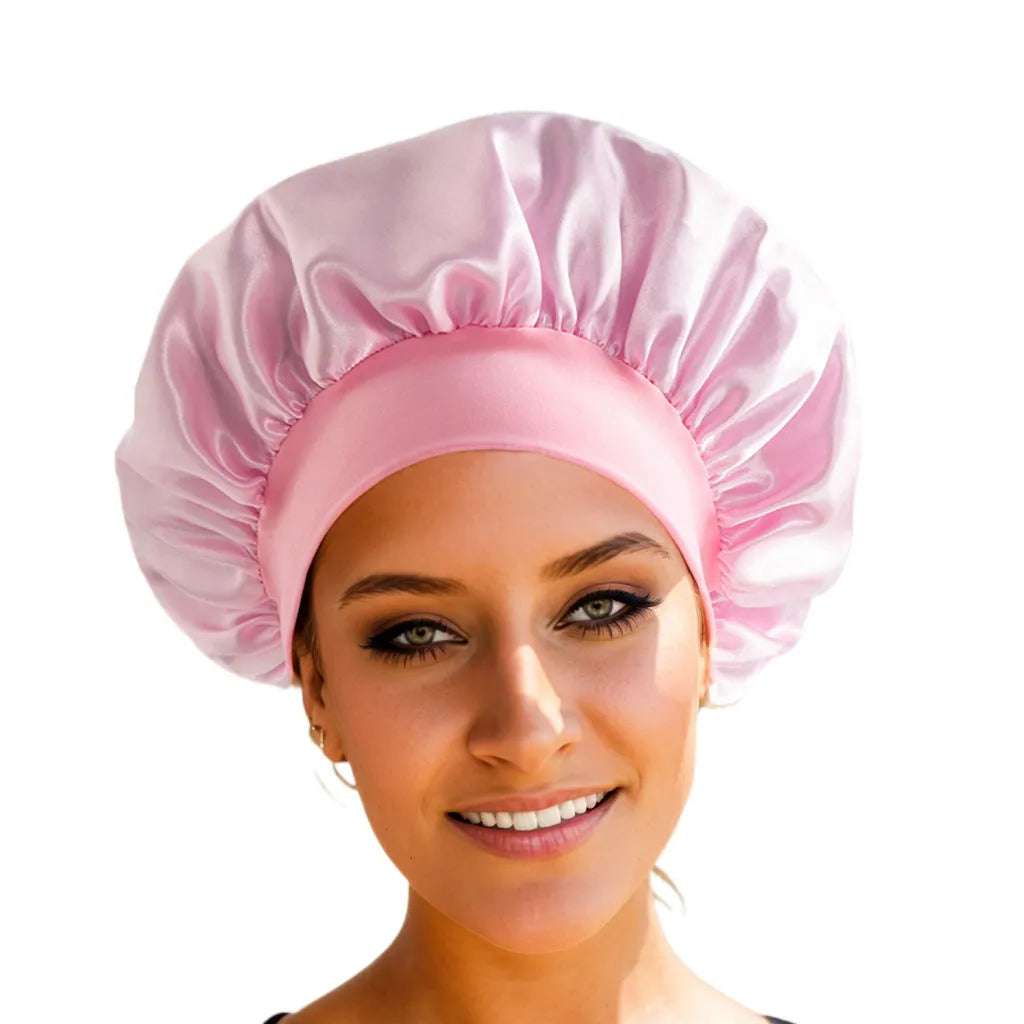 Wide-brimmed high elastic polyester headscarf for women, knitted tie-dye design, flat top crown, breathable sun protection cap
