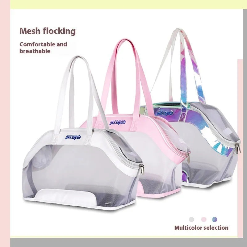 Leather cat carrier bag with 25 litre capacity in solid colour options