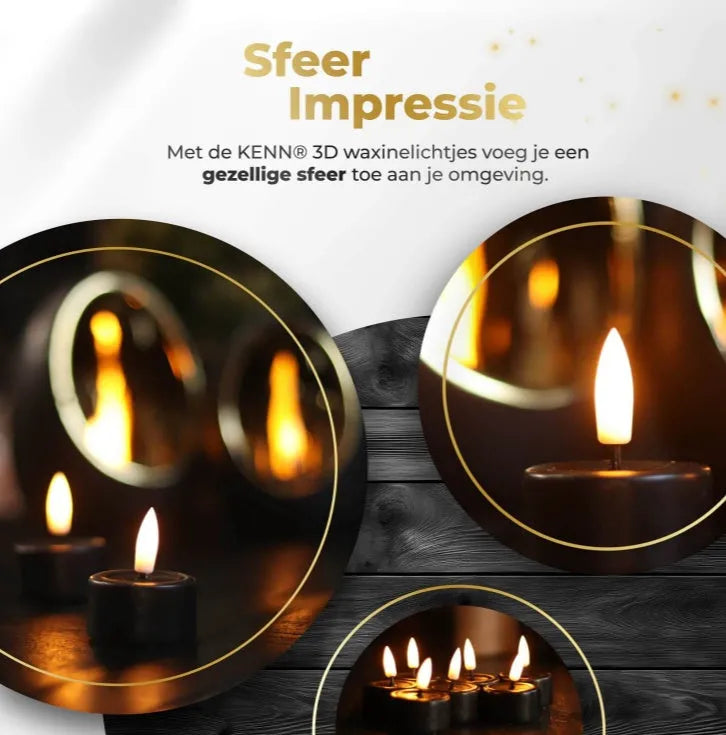 Four black S10 LED flameless tealight candles showing size and uniform design.