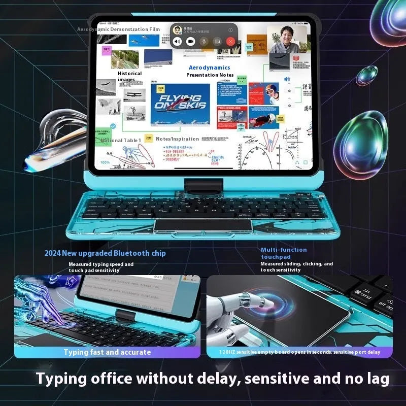 Blue protective case for iPad Pro 11 with a slot for a keyboard.