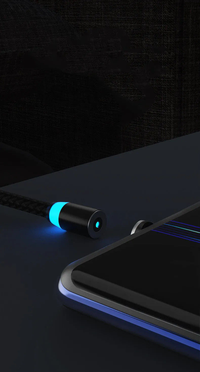 Magnetic charging cable with breathing light indicator in multiple colours and lengths