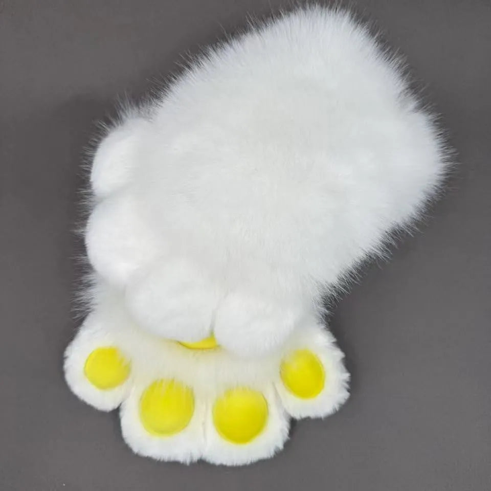 Colourful animal claw design cosplay gloves showing detailed fingers and bright colour pads on nylon material