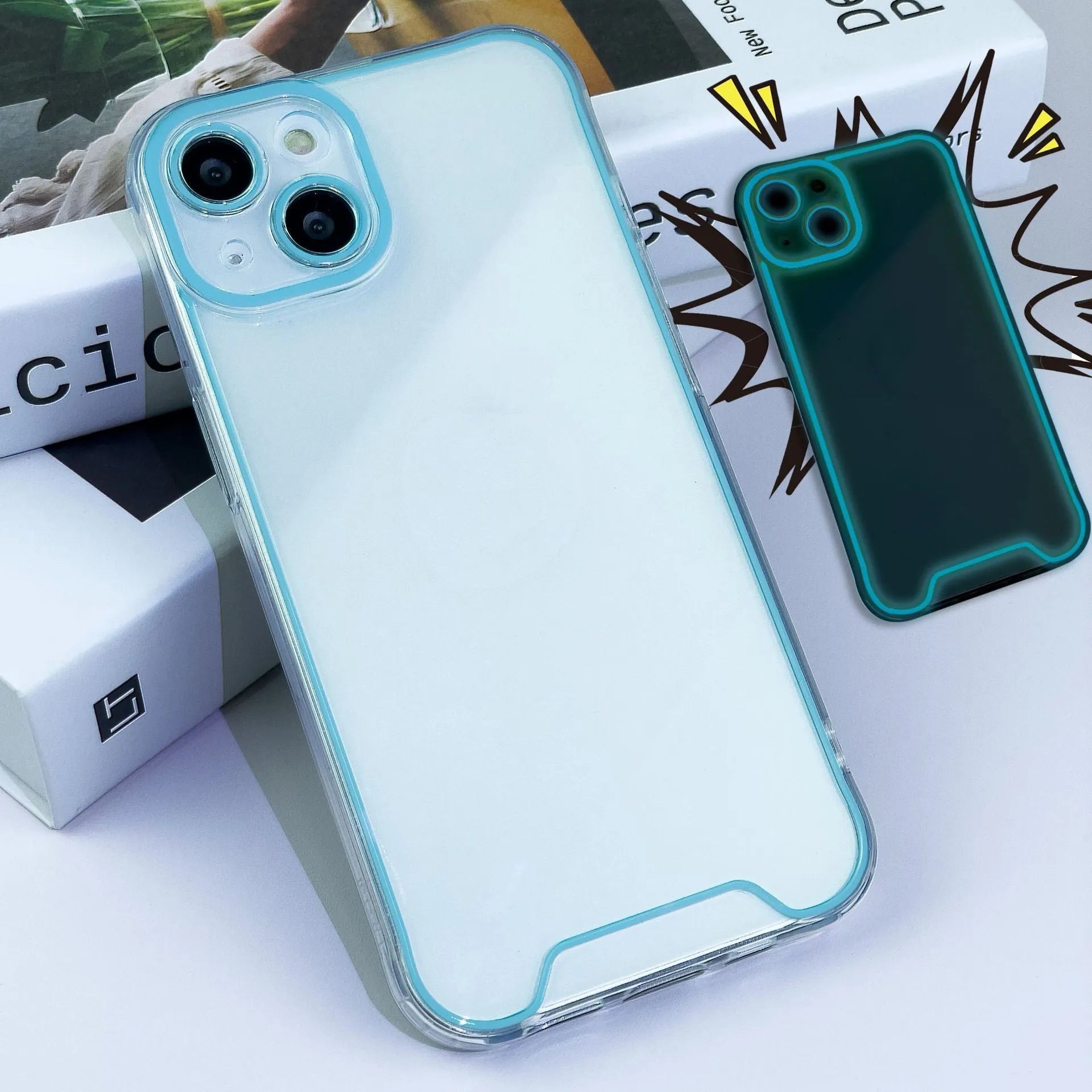 Glow-in-the-dark green soft TPU protective case for iPhone, shown from the back.