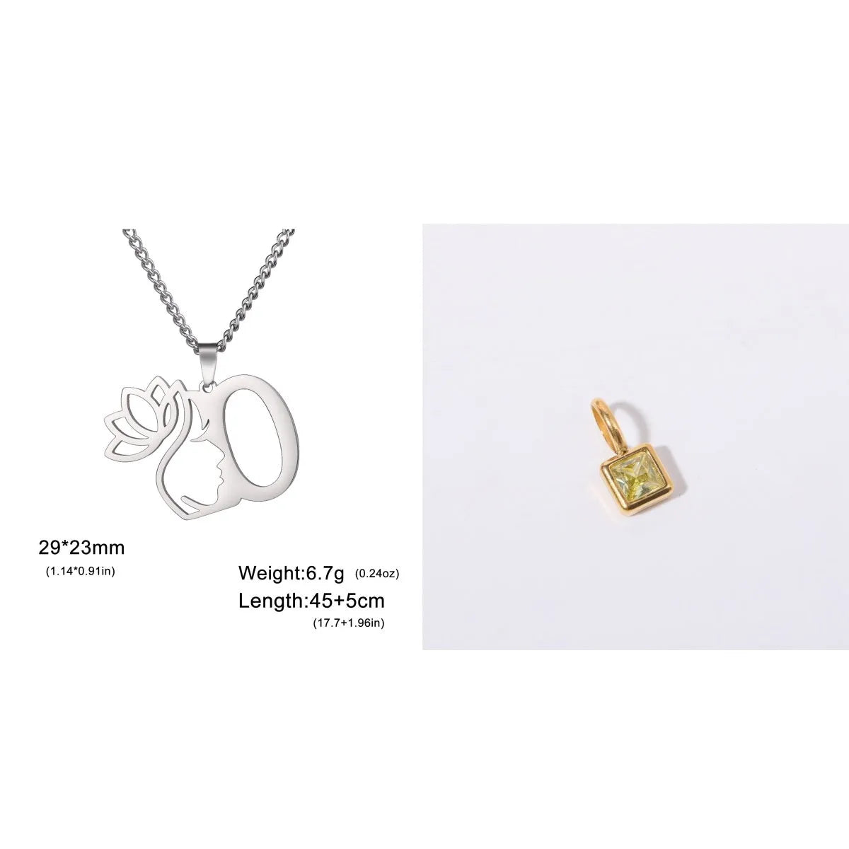 Stainless steel cross chain necklace with pendant in gold or silver electroplated finish