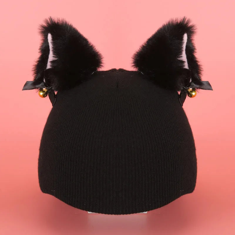 Plush fabric motorcycle helmet liner and cartoon-themed ear covers set in size M.