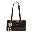 PU textured horizontal square underarm shoulder handbag in urban simplicity style with sewing thread detail, available in multiple colours